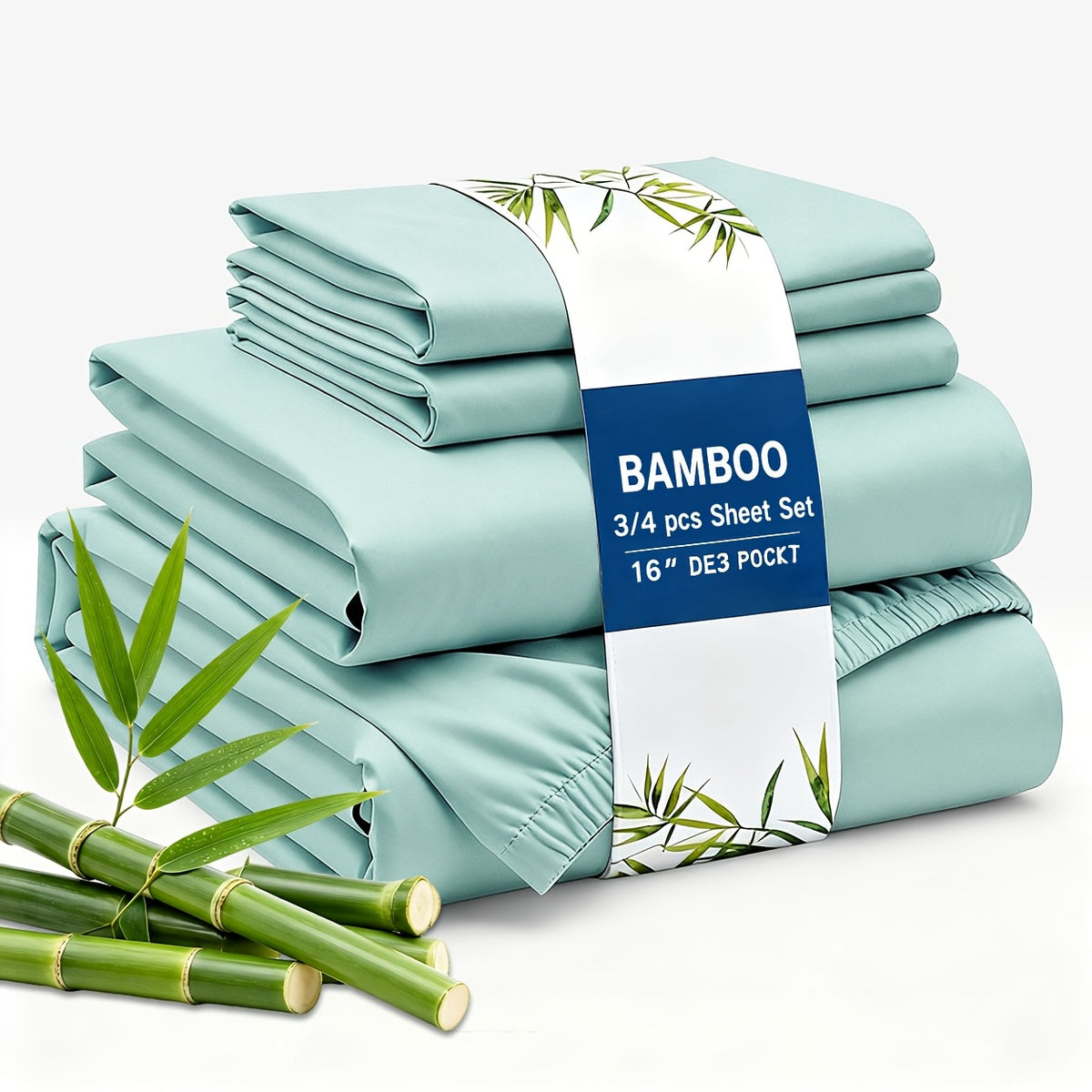 3/4pcs Cooling Bamboo Fiber Sheet Set - 16-Inch Extra-Deep Pocket Sheets - Luxuriously Soft, Hotel-Style Cooling Bedding - Ideal for Hot Sleepers, Wrinkle- And Shrink-Resistant Twin, Full, Queen, And King Sizes