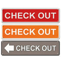 Check Out Metal Sign Set, 3-Pack Red and Black High-Contrast 4 x 16 Inch Flat 2D Signage for Stores, Libraries, Offices and Indoor Outdoor Display