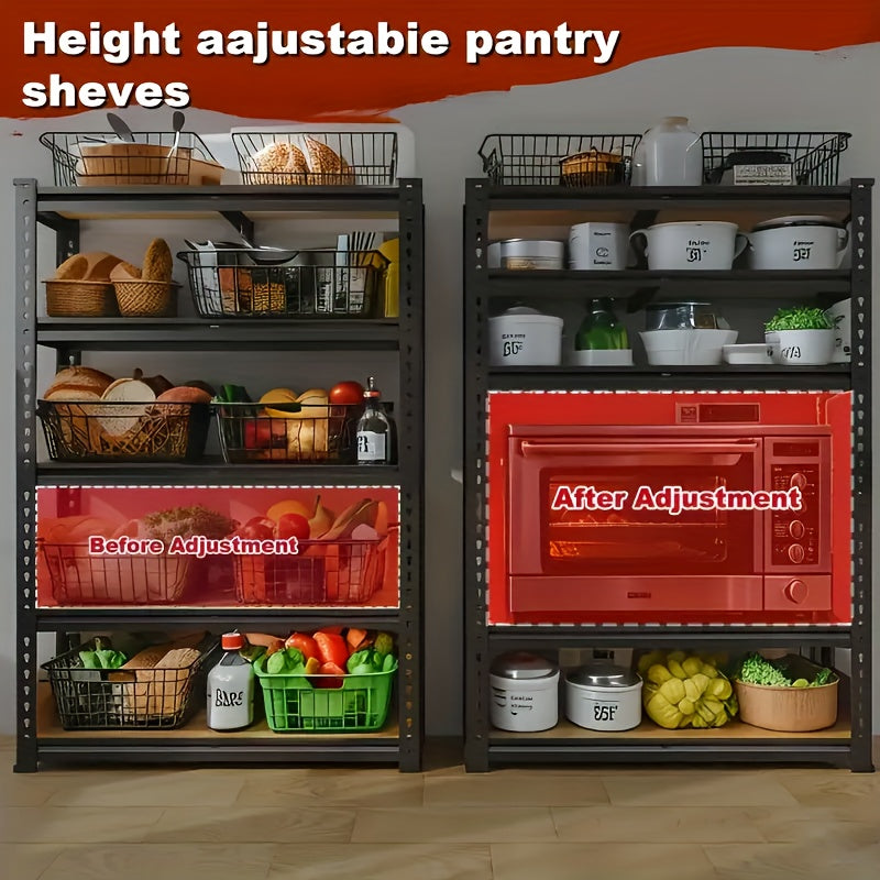 2pcs Heavy-Duty Metal Shelving Unit 60/72 Inch Hige (60" And 72" Sections) 2000 Lbs Total Capacity (250 Lbs/Shelf) 5-Tier Adjustable Freestanding Garage Storage Rack with Black Powder-Coated Frame - Easy Assembly for Basement, Pantry, Utility