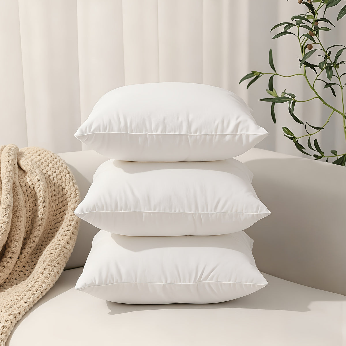 1/3/4/5pcs High-quality Throw Pillow Insert - Soft And Fluffy Square Pillow, Washable Pillow Core, Suitable for Sofas, Beds And Holiday Decorations, with A Zipper Closure. Sofa Pillow, Garden Decoration, Christmas Decoration, Perfect Holiday Gift