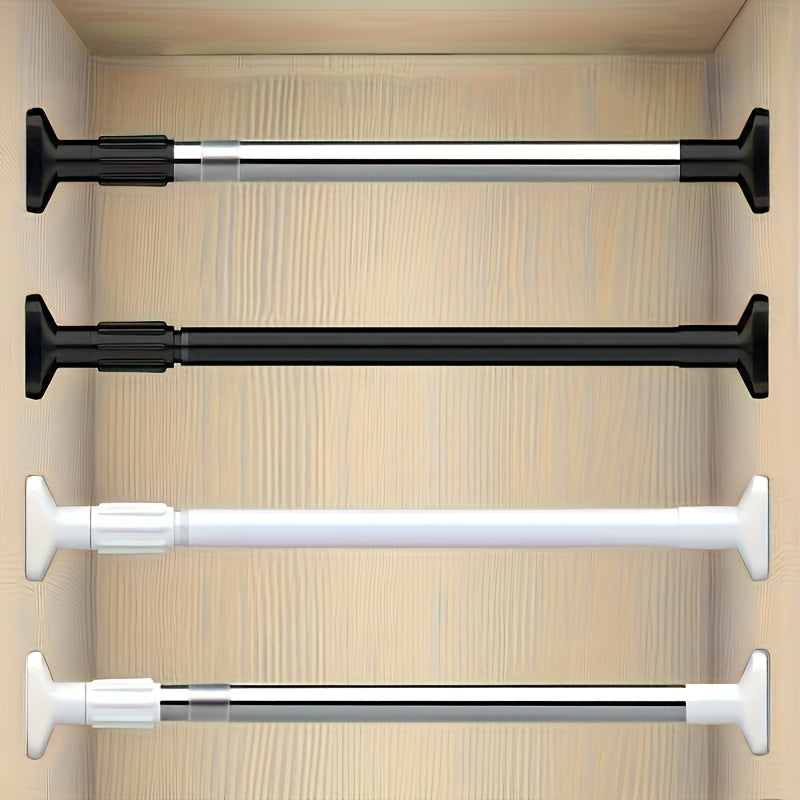 1pc Adjustable Retractable Clothes Hanger - Durable Metal Construction, with Shower Curtain, Door Hook, Wardrobe Support, And Household Clothes Hanger, Wall-Mounted Installation, Home Organization | Modern Clothes Hanger Design | Adjustable Length