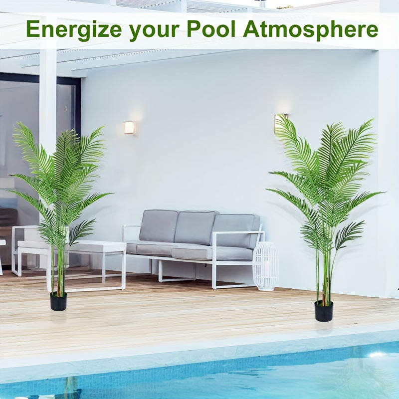 1 Pack 5.9ft Artificial Palm Plant - Crafting Floral Arranging Decor for Home Office Garden Hotel - Faux Tropical Tree with Realistic Leaves for Indoor Decor Gift Outdoor Decoration, Pool Decoration Flexible Design Christmas Decorations