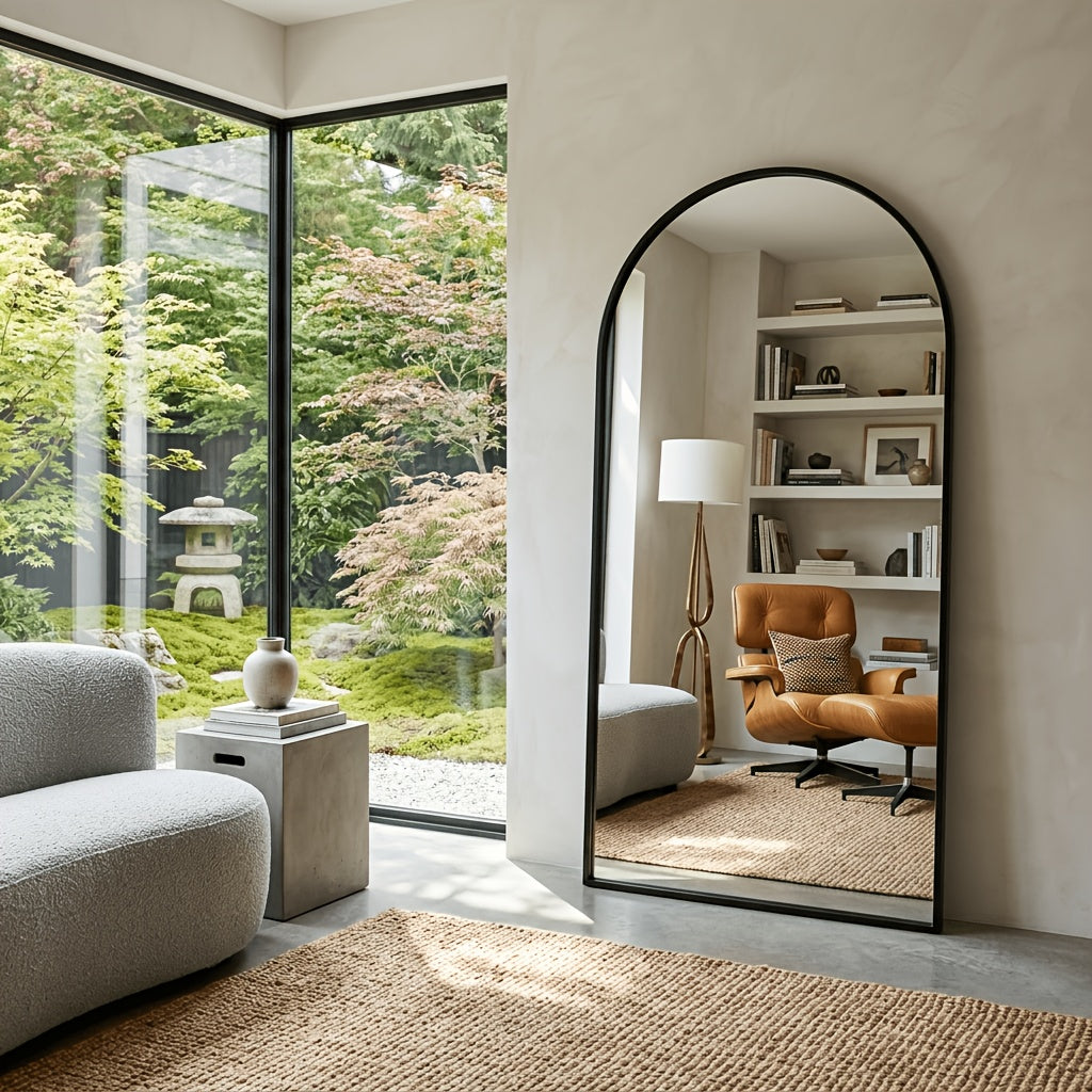Full Length Floor Mirror, Shatterproof Tempered Glass & Metal Frame, Free Standing or Leaning Dressing Mirror, Circle Vanity Mirrors in Various Sizes Suitable for Home Decor, Bathroom Bedroom Living Room Entryway, Hanging or Leaning