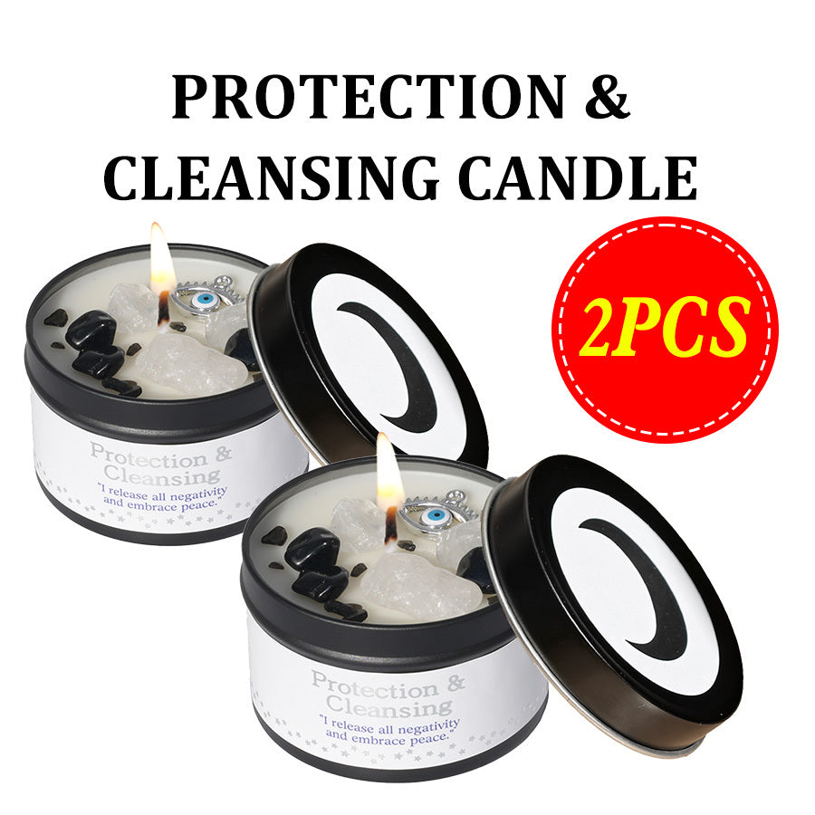 EVODUCK 2pcs/1pc Law Of Attraction Protection Manifestation Candle | Sage Each 3oz/total 6oz Scented Soy Wax Candle With Golden Crystal | For Focus, Meditation, Yoga & Reading | Christmas, New Year, Birthday Gift For Women