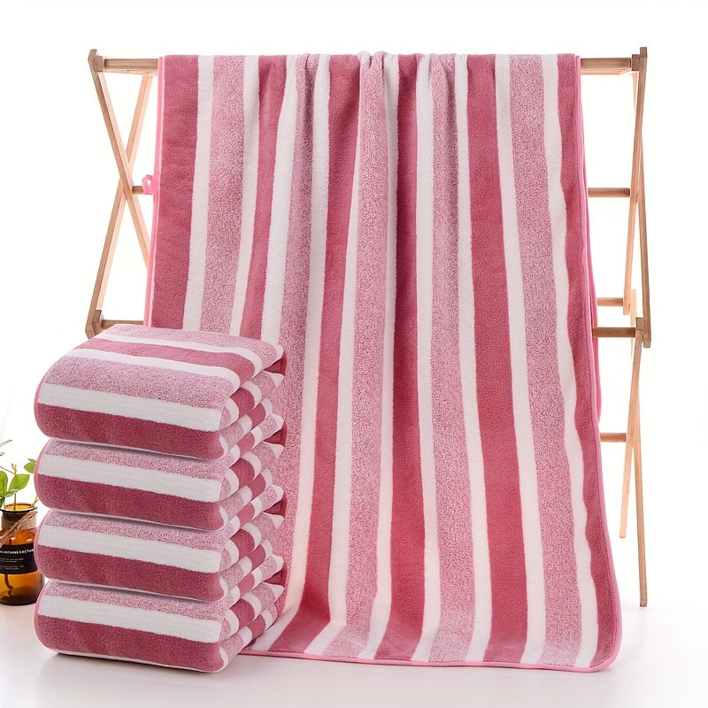 1/4pcs Striped Bath Towel Set, Beach Towel Bath Towel, Absorbent And Quick-Drying Shower Towel, Super Soft And Skin-Friendly Bathing Towel, for Home Bathroom, Ideal Bathroom Supplies Family Essentials. 70X140Cm/27.6X55.1 Inches