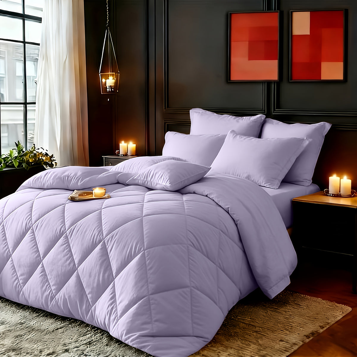 2/3pcs Red/Black Comforter Set Queen King Twin, All Season Comforter, 1Comforter, 1/2Pillowcases, Box Stitch Quilt, Hotel & School Quality Comforter, Home Bedding, Kids Room Decor, Halloween Christmas Holiday Gifts, Random Color