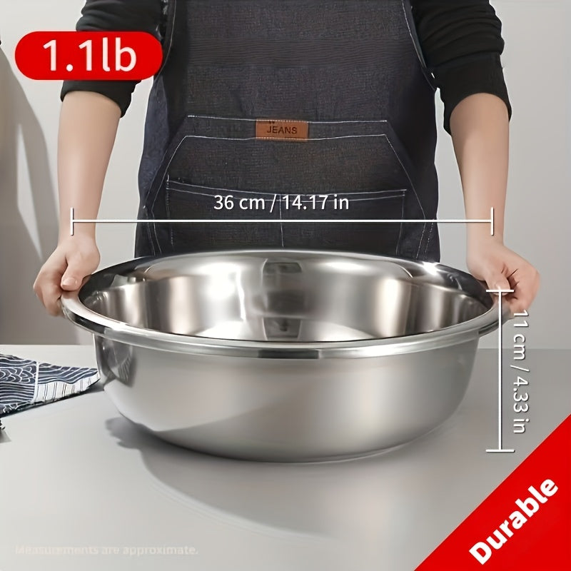 40cm/15.74" & 36cm/14.2" Extra Large Stainless Steel Mixing Bowls Heavy-Duty Deep Prep Basin For Cooking, Baking, Salad Dough | Rustproof, Dishwasher Safe Kitchen Essentials