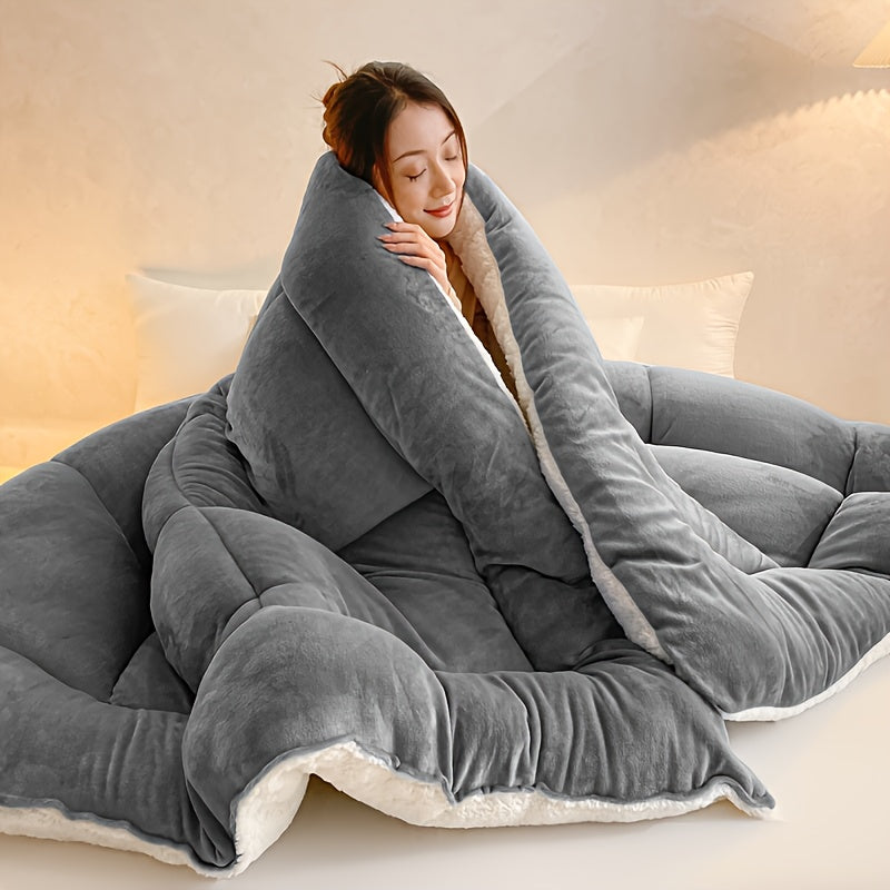 2/3 Pc Sherpa Fleece Blanket for Sofa and Bed, Extra Thick Plush Microfiber, Lightweight Reversible Soft Cozy Warm Luxury Bed Blanket, Single Double Bed Size