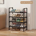 Black Shoe Rack with 4, 5 or 7 Tiers, Multi-Layer Space-Saving Shoe Storage Organizer for Entryway, Bedroom and Hallway Organization