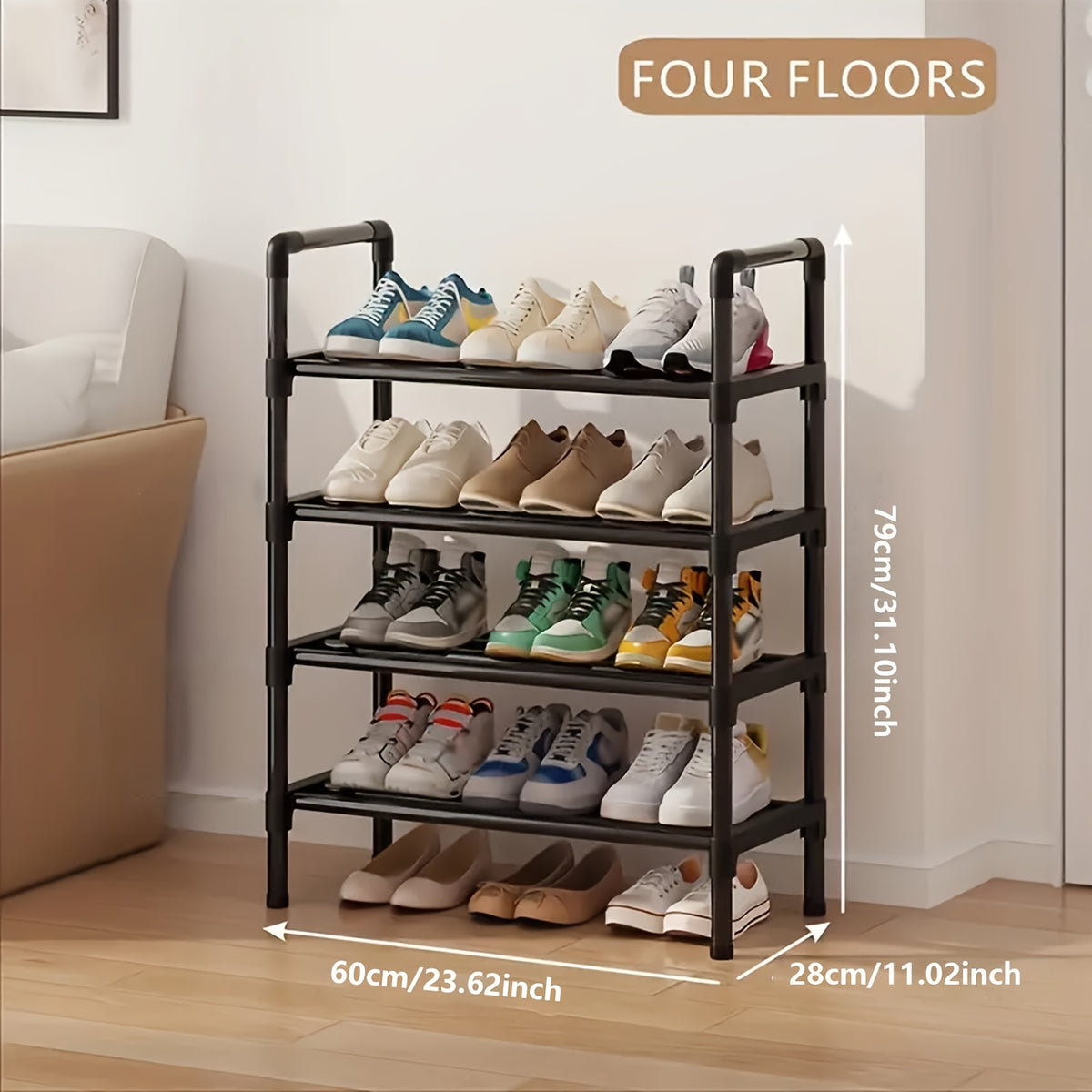 1pc Multi-Layer Shoe Rack, Black Shoe Storage Stand, Simple Household Shoe Storage And Organization, Multifunctional Storage Shelf, Space Saving Shoe Rack, Suitable for Doorway, Bedroom, Corridor
