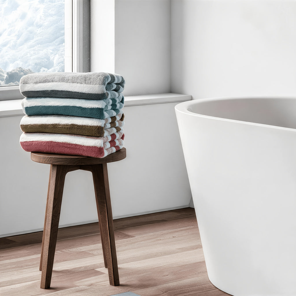 1/4pcs Striped Bath Towel Set, Beach Towel Bath Towel, Absorbent And Quick-Drying Shower Towel, Super Soft And Skin-Friendly Bathing Towel, for Home Bathroom, Ideal Bathroom Supplies Family Essentials. 70X140Cm/27.6X55.1 Inches