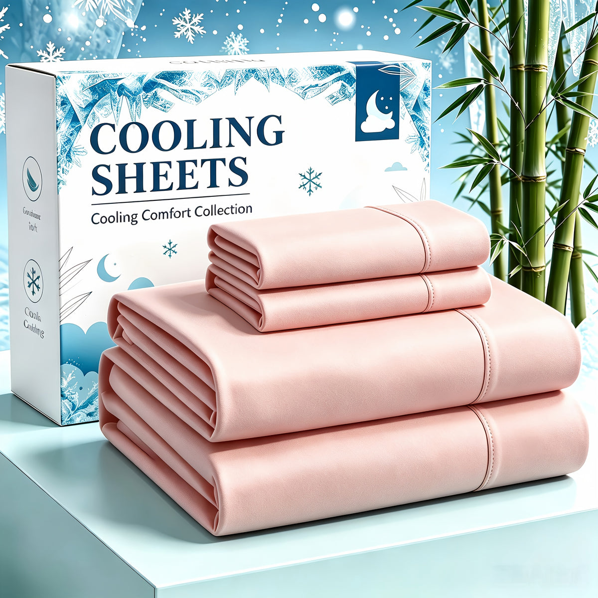 4-Piece Luxury Cooling Sheet Set - Breathable And Cooling Sheets - Hotel Luxury Sheet Set - Easy to Install And Secure - Soft, Wrinkle-Resistant Comfortable Sheets - Extra Deep Pocket Sheet Set - 4-Piece Set, Color Random