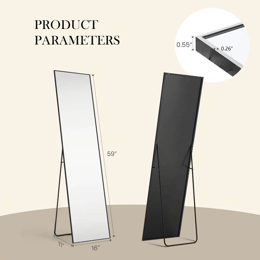 Idle Way 59x16 Arched Full-length Mirror, Vertical Or Tilted Full-length Mirror, Thin Frame, Suitable for Mother And Baby Room, Golden Or Black