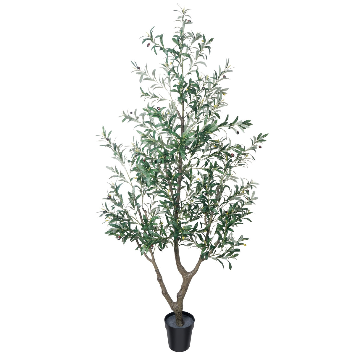 5/6/7FT Multi-Trunk Artificial Olive Tree, Lifelike Faux Tree With Abundant Leaves & Realistic Olives, Instant Landscaping, Pre-Potted Mediterranean Farmhouse Decor For Home Office Porch, Low Upkeep Housewarming Present