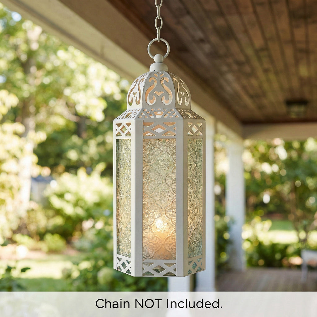 Decorative Moroccan Candle Lantern Holder, Medium, 10.5" Tall