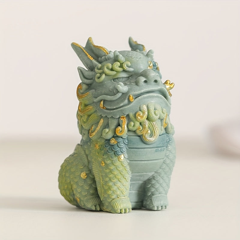 1pc of Pixiu Statue Symbolizing Wealth And Blessings - Designed As a Mythical Creature, Made from Stone with Detailed Golden Floral Designs, Perfect for Decorating Your for home Or Office, And an Excellent Gift for Living Room Or Cabinet Display