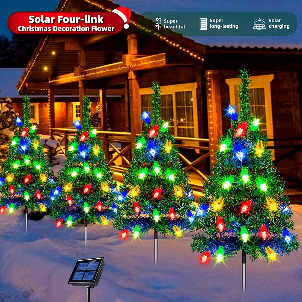 4pcs/ Set Christmas Tree Lights Holiday Decorations, Small Path Lights, Atmosphere Lights, Christmas Decoration Lightsfor Halloween Christmas
