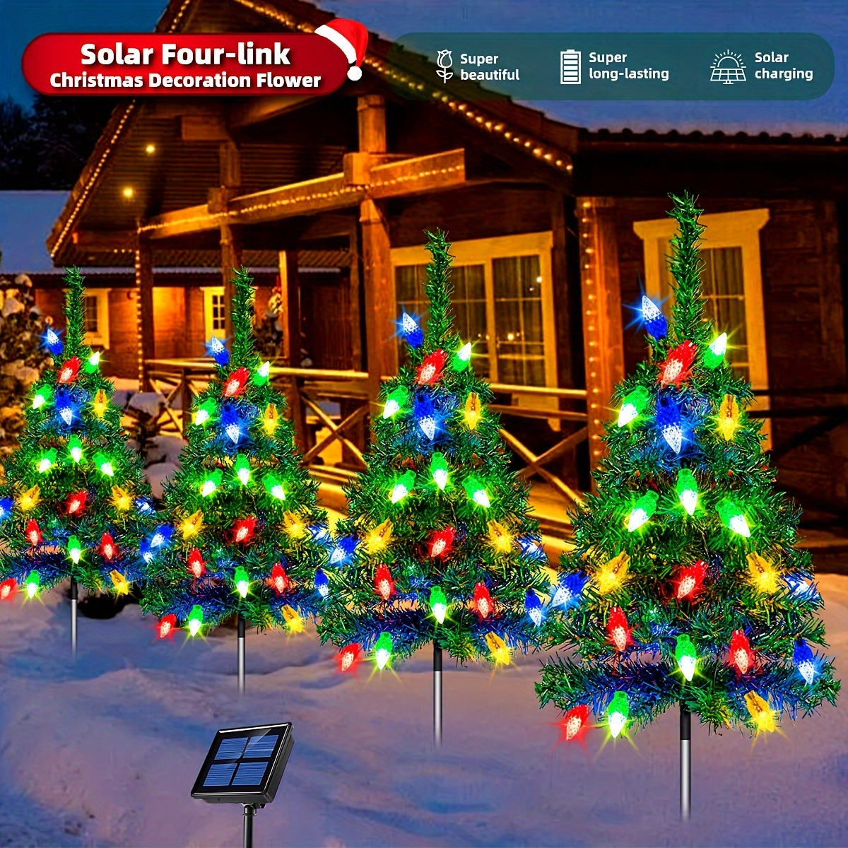4pcs/ Set Christmas Tree Lights Holiday Decorations, Small Path Lights, Atmosphere Lights, Christmas Decoration Lightsfor Halloween Christmas