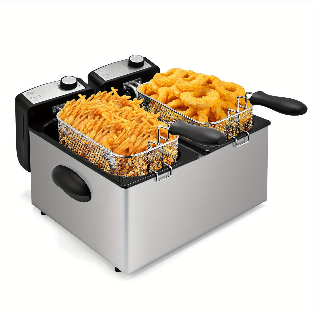 SUSTEAS Household Deep Fryer, Large Capacity Oil Fryer with 5 Sizes, Adjustable Temperature Control, Easy-to-Clean Pot, Made Of Stainless Steel, Local Warehouse, Compact And Durable Design, Stylish Cooking Appliance & Essential Kitchen Tool.