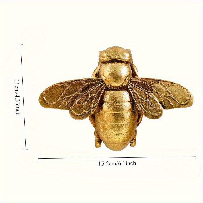 Golden Bee Wall Sculpture - Art Deco Style Handcrafted Resin Ceiling-Mounted Home Decor, Intricate Insect Wall Art for Gallery Walls, Thanksgiving & Party Decor, Classic Elegant Design