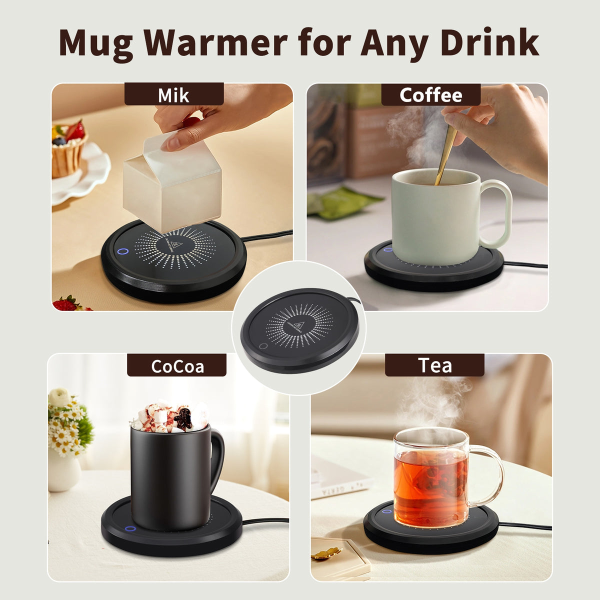 LALAYUAN Electric Mug Warmer, Fast Heating Coffee Cup Warmer with Temperature Control, 110V US Plug, Plug Powered Beverage Heater, with Desk, for Coffee Lovers, Coffee, Milk, Tea, Candle Wax Gift