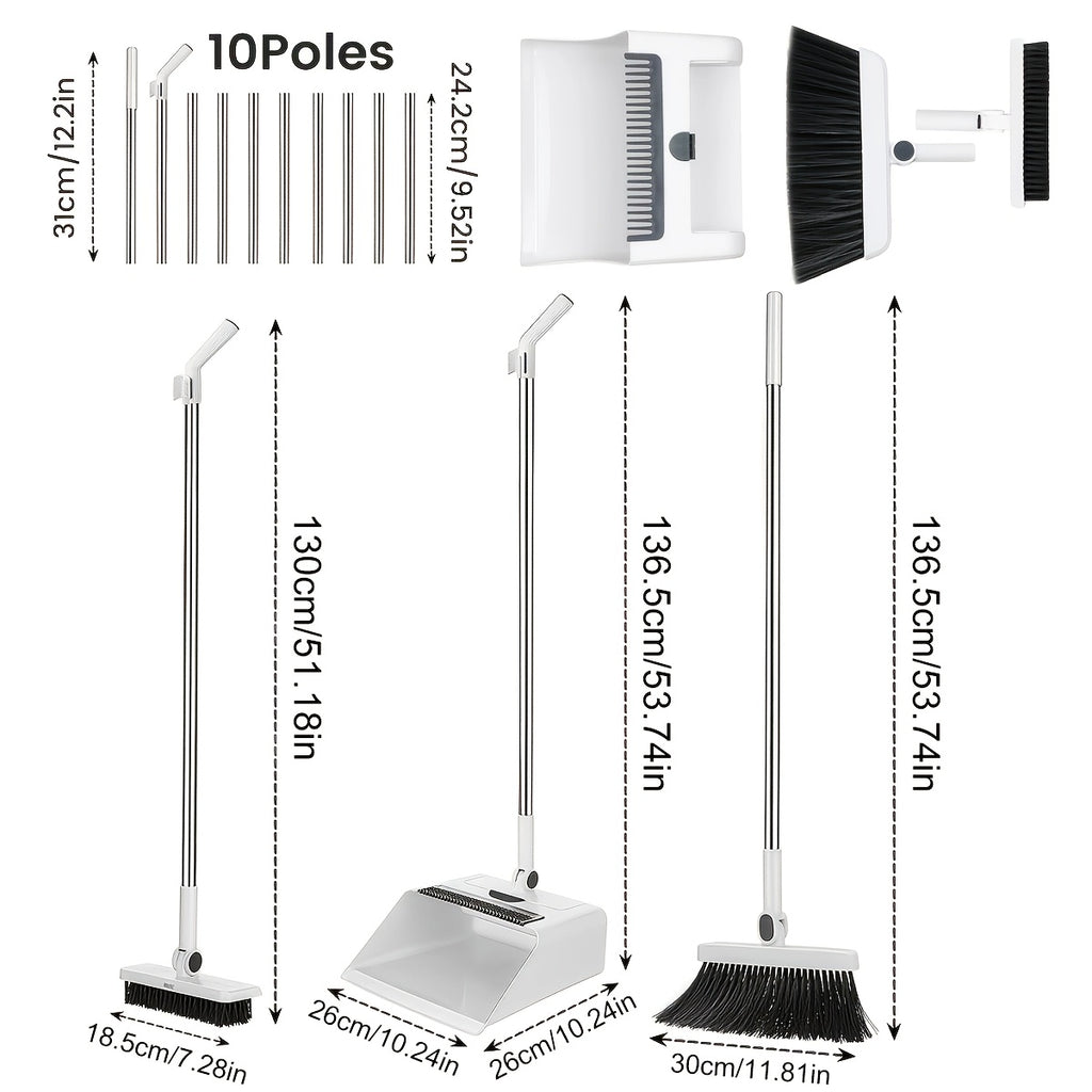 2-In-1/3-In-1/4-In-1 Broom with Dustpan Combo Set, Non-Stick Hair Cleaning for Hard Floors, Long Handle Sweeping for Living Room, Bedroom, Bathroom, Durable, Easy Storage, Rotatable, Foldable, Efficient Cleaning, Flexible Design, Fast Dust Removal