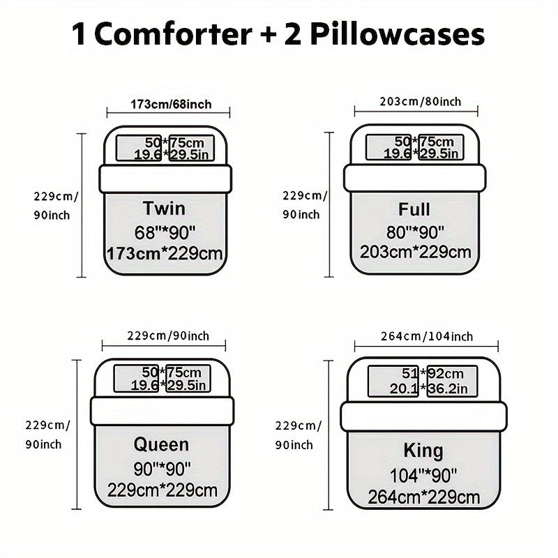2D Flat Tog 4 3pcs Super Soft Fashion Sense Of Technology Grid Thickening Quilt Set (1 Comforter +2 Pillowcases Without Pillow Core), Contains Padding 180Gsm Quilting Soft Ventilate Digital Printing Bedroom Dormitory At Home Perfect Halloween Gift