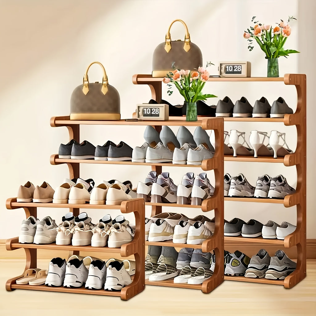 3/5/6 Layer Bamboo Shoe Rack, Bamboo Shoe Storage Solution, Multi-layer Independent Sorting Rack, Easy to Assemble, Saves Space, Suitable for Entrances, Living Rooms, Bedrooms, And Garages.