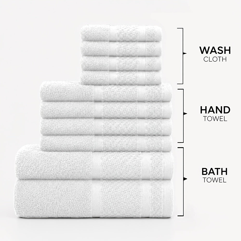 32pcs/16pcs/10pcs Bath Towel Set, 4pcs Bath Towels&2pcs Hand Towels&4pcs Washcloths, Solid Color, Cotton Towel, Absorbent, Quick-drying, Soft And Comfortable, Bathroom Supplies, Towels for Bathroom, Shower And Hotel