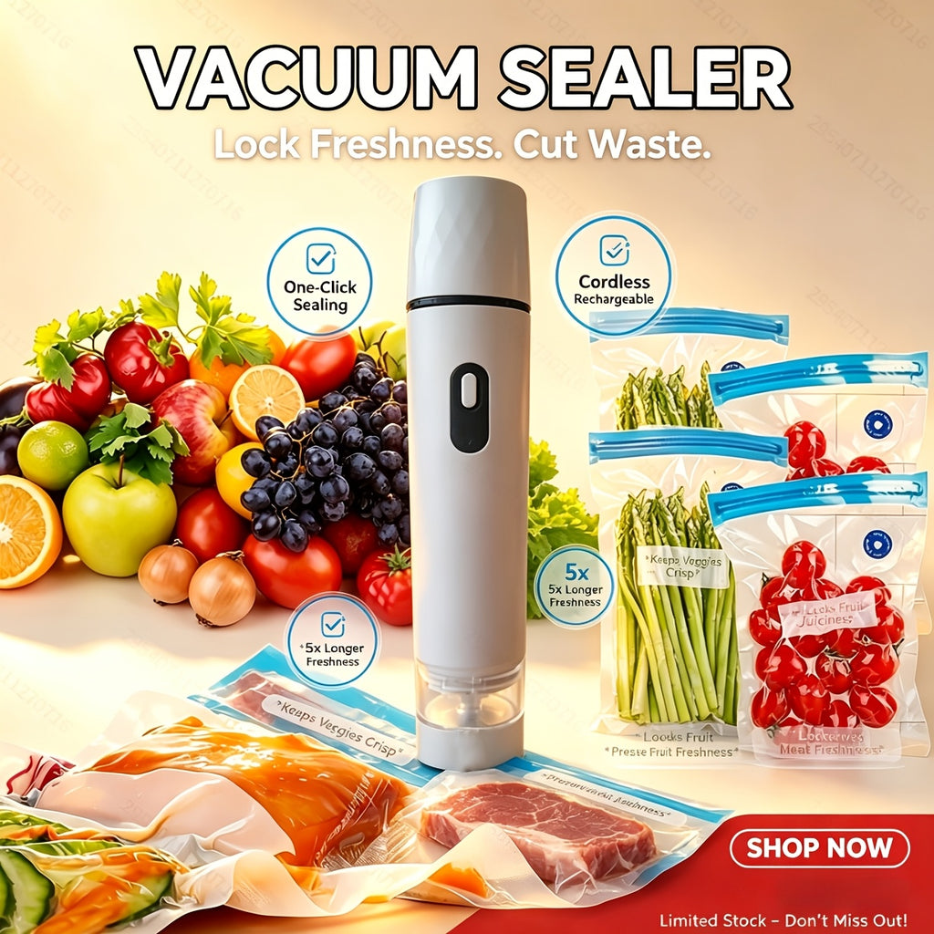 for food Vacuum Sealer (Vacuum Machine + 15 Vacuum Bags) Powerful Handheld Vacuum Machine, Vacuum Sealing Machine For Food Storage, Vacuum Preservation Device, Portable for food Vacuum Machine, Vacuum Sealer