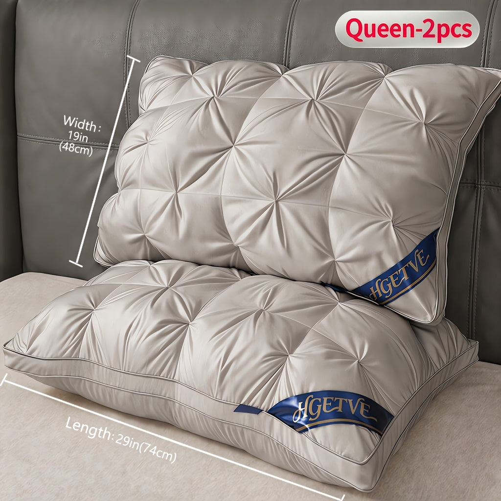 2pcs Luxury Hotel-quality Pillows, Deep Sleep Neck Pillow, High Fluffiness, Not Easy To Collapse, Suitable For All Seasons, Soft Fabric, Easy To Clean, Available In Multiple Colours And Sizes, Queen/King Size, Holiday Gift