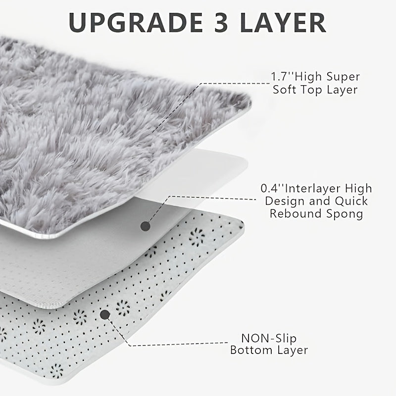 1 Luxury Rectangular Plush Rug Soft, Perfect for Living Room Sofas, Bedrooms, Home High-end Decor, Easy to Clean, Durable, Versatile, Fluffy, Tie-dye, Solid Color,, Slip-resistant, Machine Washable