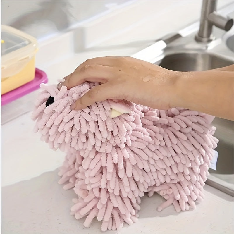 1pc Of Puppy Shaped Hand Towel, Kitchen Hand Towel, Bathroom Hand Towel That Can Be Hung On The Wall, Cute Little Dog Hand Towel, Soft Towel, Absorbent Cloth, Hanging Cloth, Kitchen Supplies, Bathroom Supplies, Cartoon Little Dog Figurine