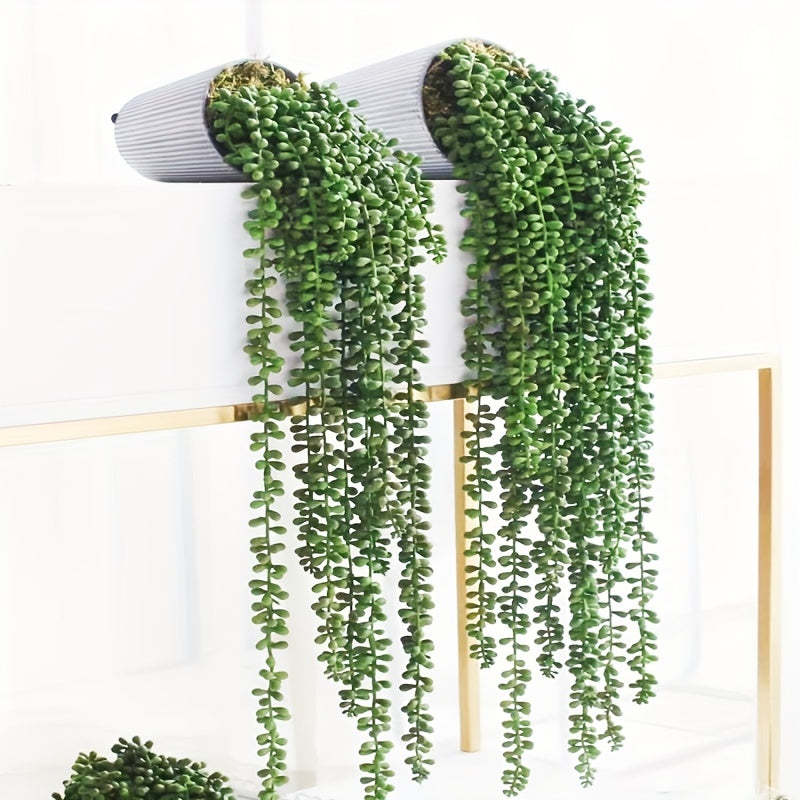 Lover'S Tears Artificial Succulent Hanging Plant - Realistic Plastic Pearl String With Green Cascading Chains For Wall, Home, Garden, Wedding & Halloween Decor - No Maintenance Indoor/Outdoor, Wedding Decor, Cascading Greenery, Flexible Arrangement
