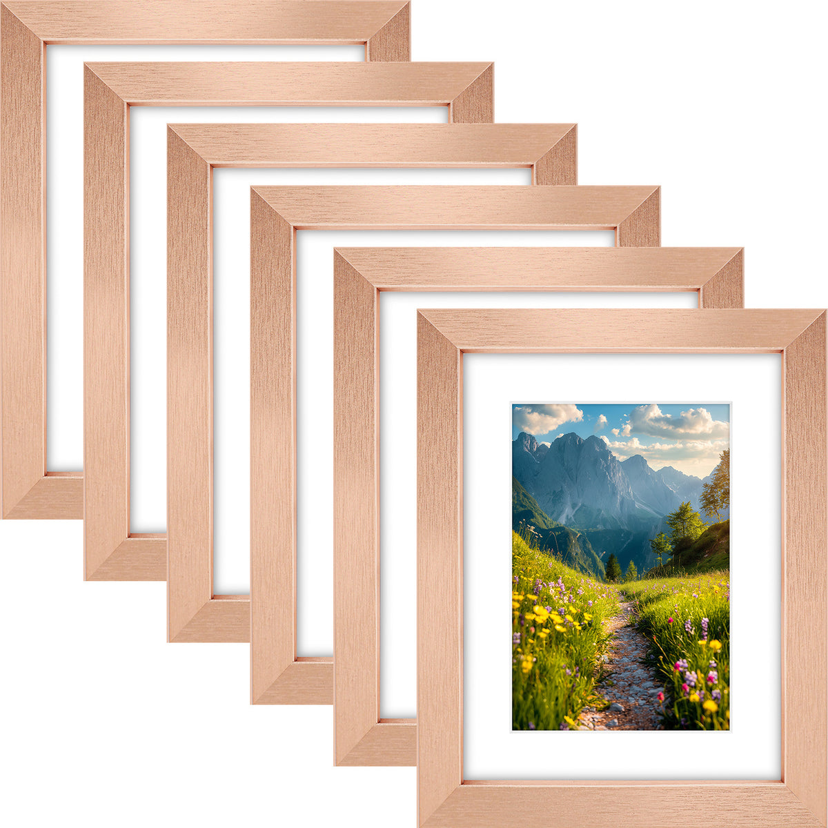 6 Packs 6x8/8x10/9x12/11x14/16x20 Picture Frames Set, Engineered Wood Gallery Wall Frame Set with Plexiglass - Wall Mounting or Tabletop Display
