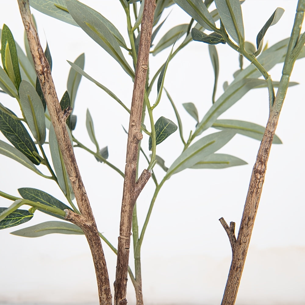 47.24inch/59.06inch/70.87inch/82.68inch Artificial Olive Tree with Realistic Black Fruits - Multi-Branch Broad-Leaved Mediterranean Plant, High-Quality Plastic Nordic Style Home Decor for Living Room, Kitchen, Hotel, Mall - No Maintenance Year-Round Decor