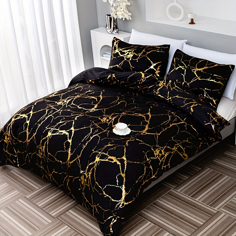 3pcs High-Grade Super Soft Breathable Bronzing Texture Duvet Cover Set (1 Duvet Cover+2 Pillowcases Without Pillow Core), at Home Dormitory All-Season