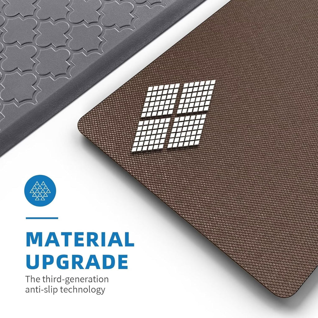 [Non-Slip Kitchen Mats] 2pcs Non-Slip Cushioned Kitchen Mats for Floor | Anti Fatigue Mats for Standing, Office, Sink, Laundry - Grey