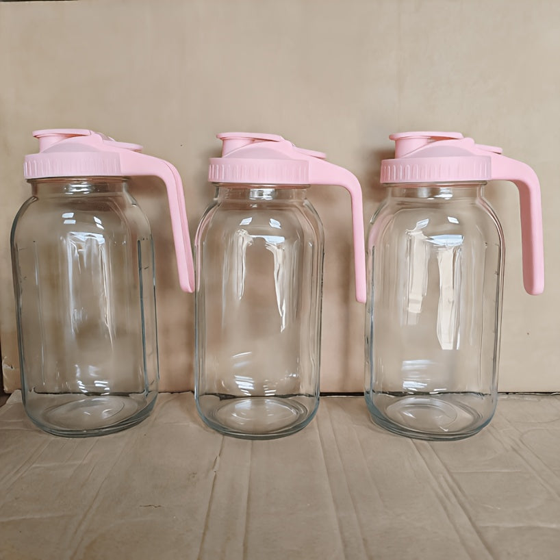 2/3-Pack, 64oz Mason Jar with Measurement Markings, Mason Jar Set, Cold Water Pitcher, Glass Pitcher with Handle and Lid