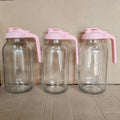 Mason Jar Pitcher Set 64oz, Glass Cold Drink Jugs with Measurement Markings, Handles and Flip-Top Lids for Water, Iced Tea and Juice, 2 or 3 Pack