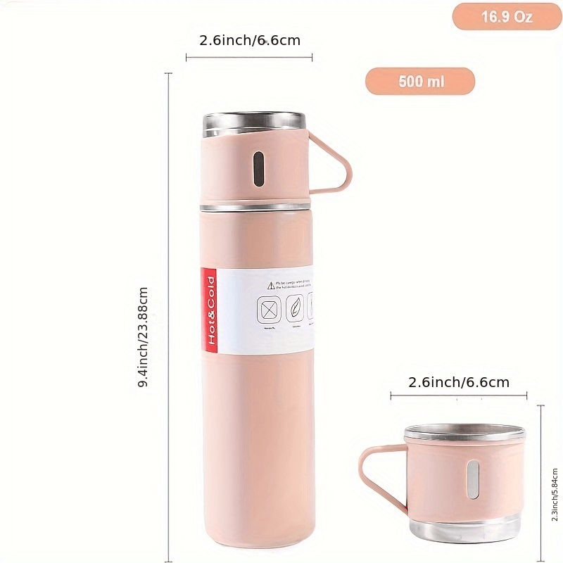 1 hot water bottle, metal vacuum cup, portable coffee cup and hot water bottle combination, suitable for RV and outdoor exploration, gift thermos, cup