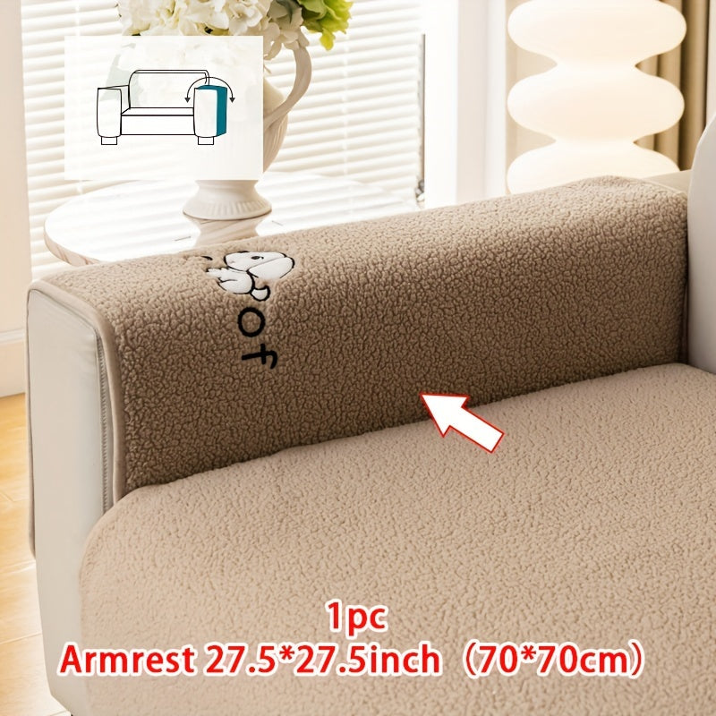 1pc Sherpa Couch Protector, Enhanced Sofa Cover, Suitable for Pets, a Favorite Among Pets, Thick Plush Sofa Shield, Non-Slip Plush Sofa Cover, Furniture Protection Cover, Home Decor for Bedroom, Office, And Living Room