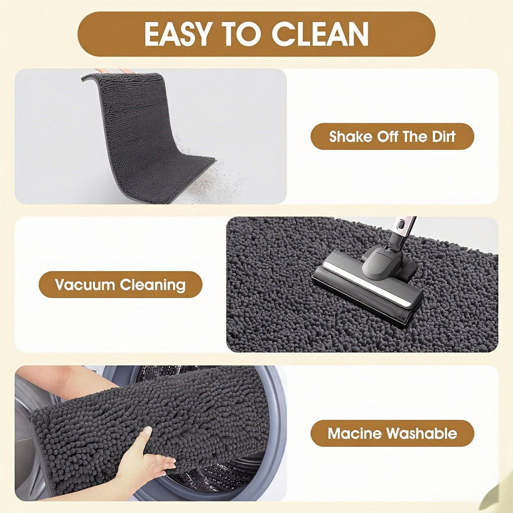 Super Absorbent Microfiber Dog Door Mat for Muddy Paws, Non-Slip Washable Pet Rug, Quick Dry Chenille Entryway Carpet, Indoor Outdoor Carpet, Outside Rug, Outside Rugs, Machine Washable Indoor Outdoor Mat