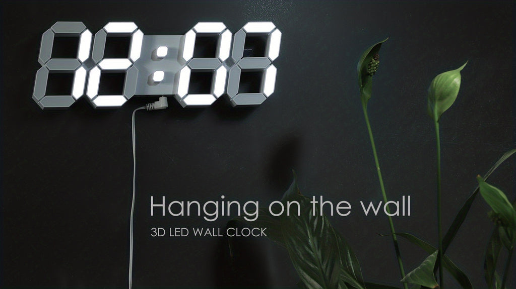 1pc of a 9.7-Inch Digital LED Wall Clock Suitable for Bedrooms, a Large Table Clock with Alarm Features, Remote Control, 12/24-Hour Format, Temperature Display, Dimming Options, And Illuminated Display (White Light)