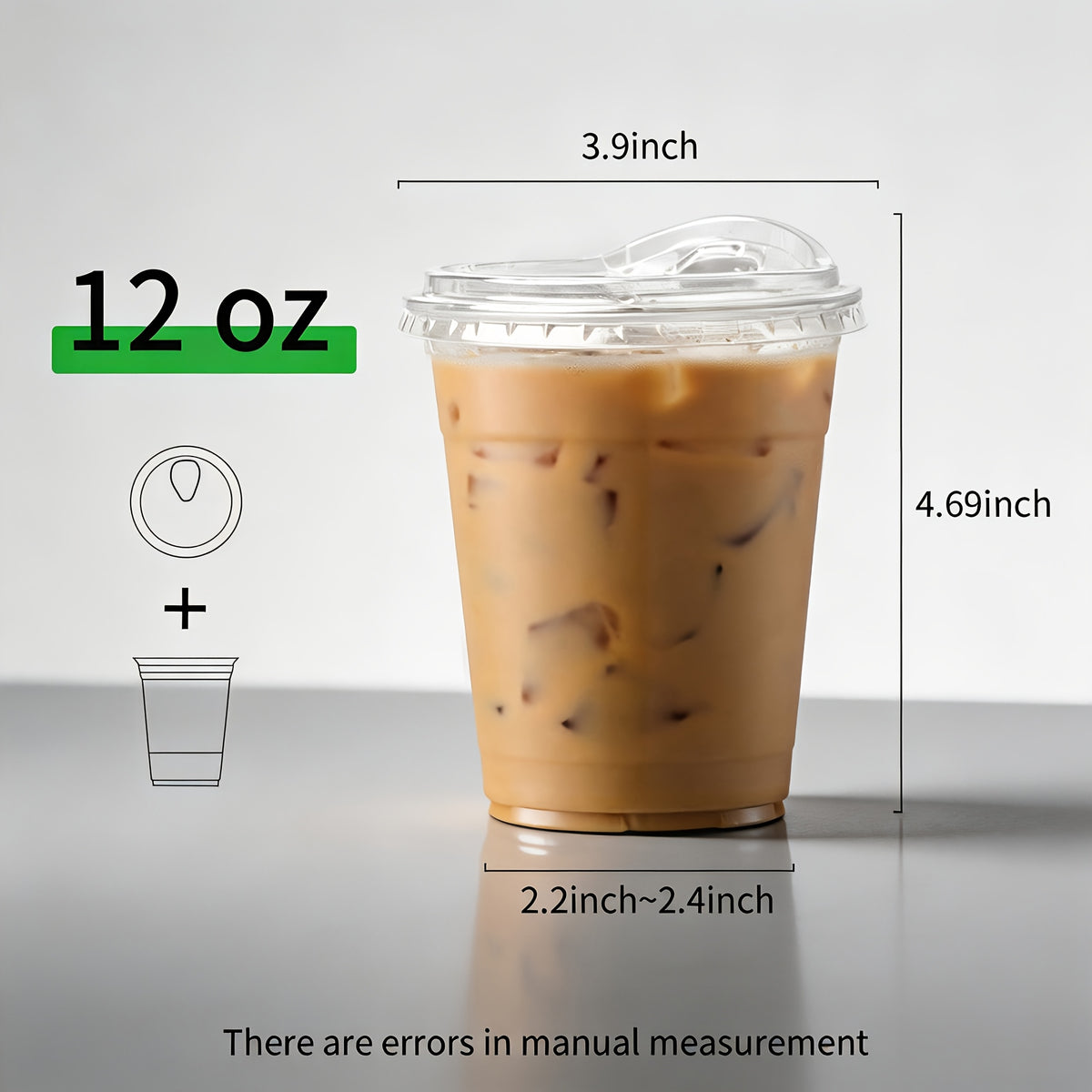 [100 Sets Of Plastic Cups with Lids]Frozen Cold Drink Storage Containers, Disposable Clear Plastic Cups with Lids, Iced Coffee Cups, Ideal for Iced Coffee, Smoothies, Milkshakes, Takeaway And Cold Drinks Perfect for Halloween, Christmas, And Parties