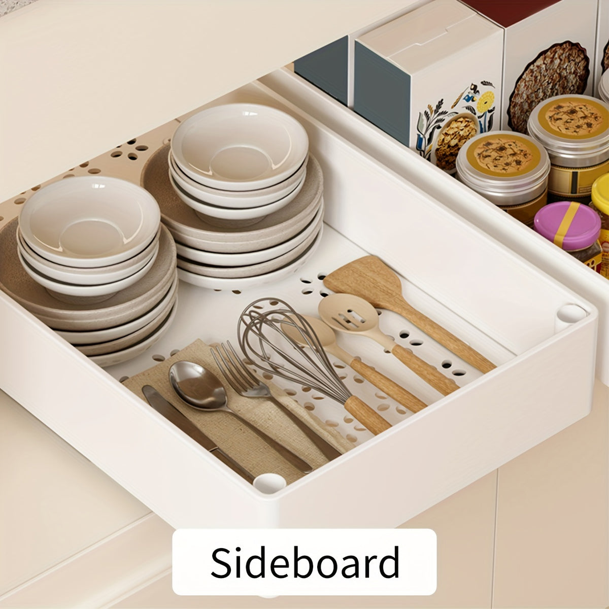 2Pcs Open Storage Bins, Boho Style Plastic Cabinet Organizer, Pull-Out Removable Slide-Out Organizer for Kitchen, Bathroom, Pantry, Cabinets