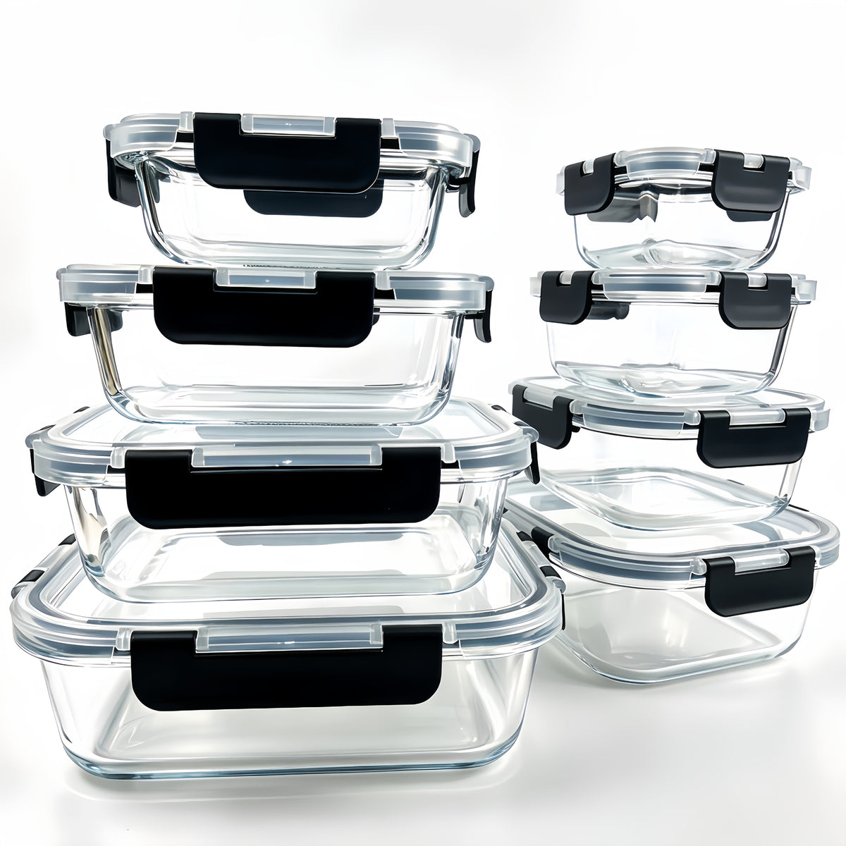 16pcs Airtight Glass Food Storage Containers, Outdoor Picnic, Lunch Box, Microwave, Oven Safe - Perfect For Salad, Fruit, Vegetables And Sandwiches, Lunch Box | Airtight Storage | Durable Glass, Food Storage Containers (8 Lids + 8 Containers)