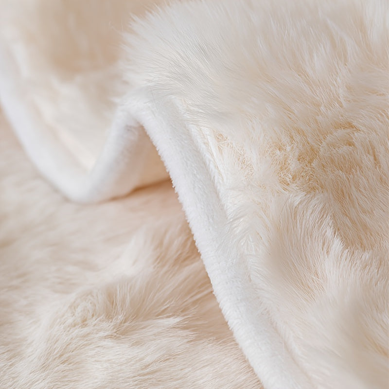 1pc Faux Rabbit Plush Sofa Cover, Winter Warm Thickened Plush Soft Sofa Cover, Pet Favorite, Dog Friendly Sofa Cover, Cushion Protection Cover, Anti Slip Sofa Furniture Protection Cover, Bedroom, Office, And Living Room Decoration Local Warehouse