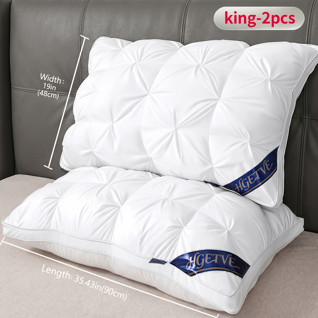 2pcs Luxury Hotel-quality Pillows, Deep Sleep Neck Pillow, High Fluffiness, Not Easy To Collapse, Suitable For All Seasons, Soft Fabric, Easy To Clean, Available In Multiple Colours And Sizes, Queen/King Size, Holiday Gift