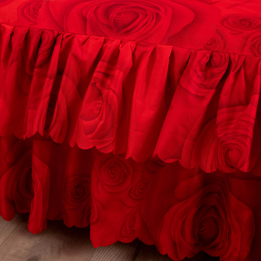 Floral Bed Skirt Set with Ruffles, 3-Piece Polyester Bedding with Non-Slip Lace Bed Skirt and 2 Decorative Pillowcases for Bedrooms and Guest Rooms